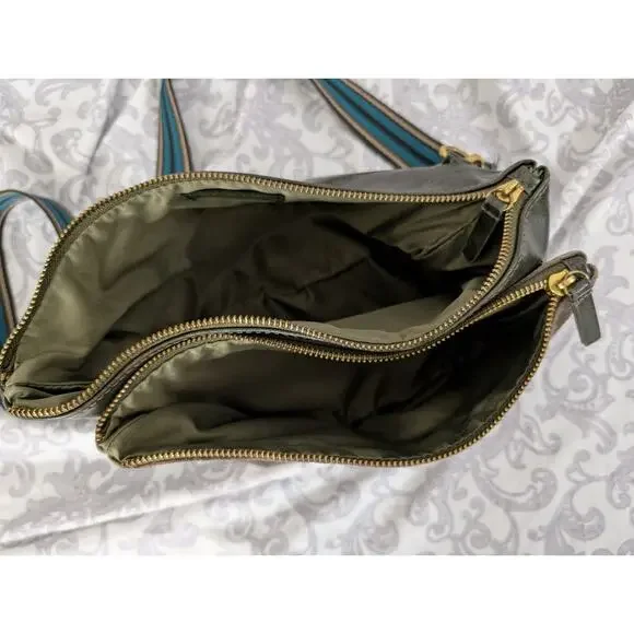 anthropologie green suede and faux leather crossbody bag - Picture 4 of 7